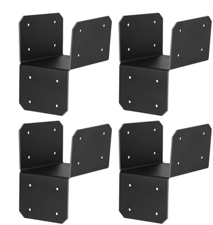 Balkhouders Metaal - Paalverbinder Frame - Buitenbouw Structuur - Roestbestendig Ontwerp - 4 Stuks - Zwart