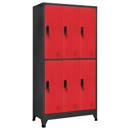 vidaXL - Lockerkast - 90x45x180 - cm - staal - antracietkleurig - en - rood