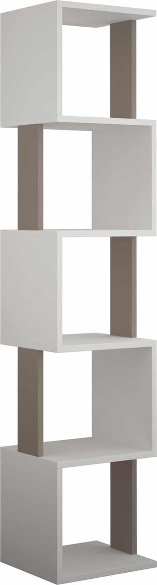Hocus Picus Boekenkast 6 Planken - Wit/Licht Mokka - 35x30x161 cm
