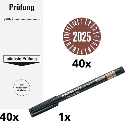 Voordeelset basislabel jaar keuringssticker met viltstift 2025