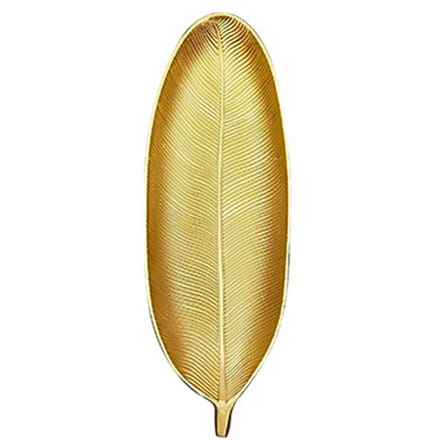 Fruitschaal Gouden Stijl Bladvorm Geborstelde Uitstraling Compacte Dichtheid Board Serveerschaal voor Dessert S beige