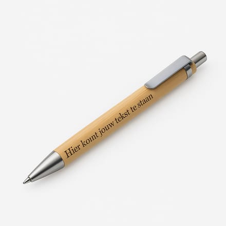 Bamboe balpen (met naam) - Laser gegraveerd - Hout - (blauwe inkt)