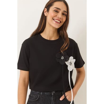 Bloemenprint T-shirt met Korte Mouwen