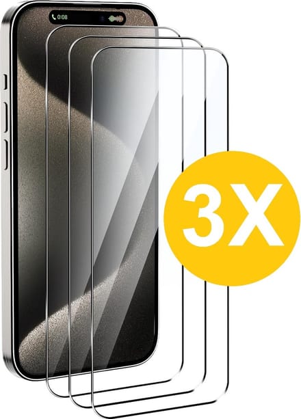 Screenprotector Geschikt voor 15 Pro screenprotector Beschermglas – gehard glas tempered glass – 3 Stuks