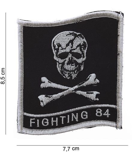 Embleem stof Fighting 84 skull met klittenband