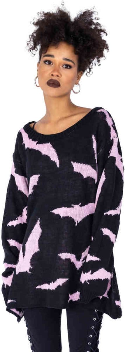 Heartless - Rulehe Night Gebreide trui - XL - Zwart/Roze