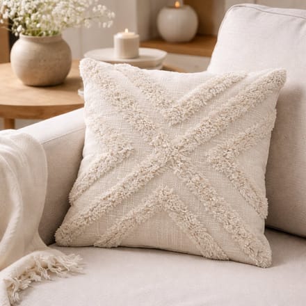 Sheny Sierkussen – 40 x 40 cm – katoen – beige tufted design