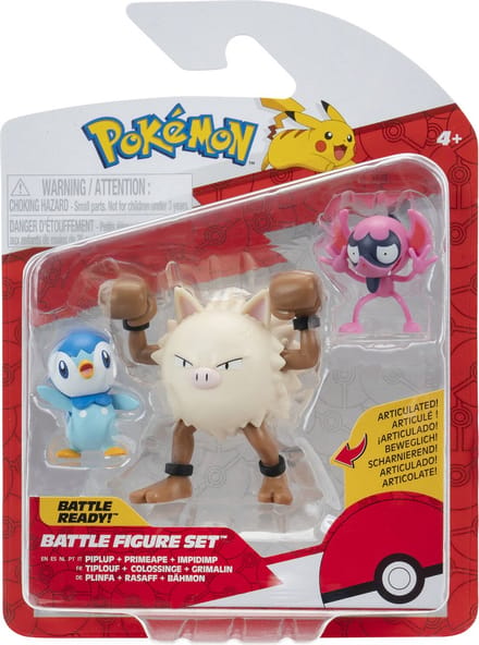 Pokémon - Battle Figure Set 3 Pack: Impidimp, Piplup, Primape