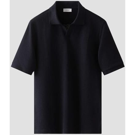 Eton Polo Uni Color Open Collar Texture Jacquard Knit Navy / male