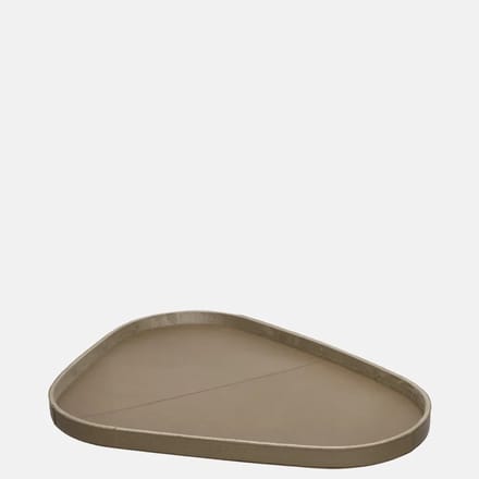 Chamada Lotte leren dienblad organisch effen L taupe