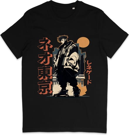 Heren en Dames T Shirt - Anime - Zwart - S