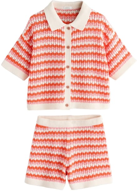 Next - Meisjes - Gebreid overhemd en short - Oranje