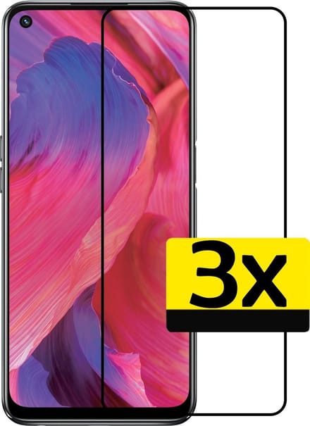 Screenprotector - Geschikt voor OPPO A54 5G - 3 Stuks - Full Cover - Beschermglas - Gehard Glas - Tempered Glass - Screen Protector