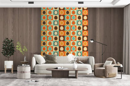 Behang - Fotobehang Retro - Patronen - Ei - Breedte 190 cm x hoogte 260 cm