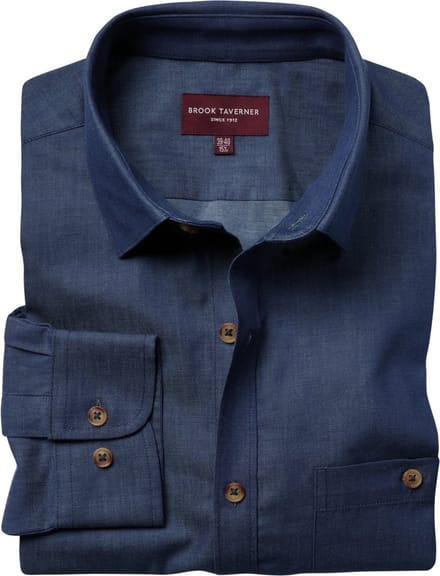 Brook Taverner Overhemd Jasper BT7886 - Denim - 43 EU (17 UK)