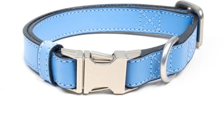 Luxe Halsband voor Honden - Echt Leer / Leder Reflecterend Verstelbaar 26 Cm-40 Cm x 2 Cm-Blauw