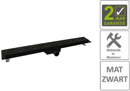 BWS Douchegoot Flens Met Uitneembaar Sifon 70x7x6.7cm RVS Mat Zwart