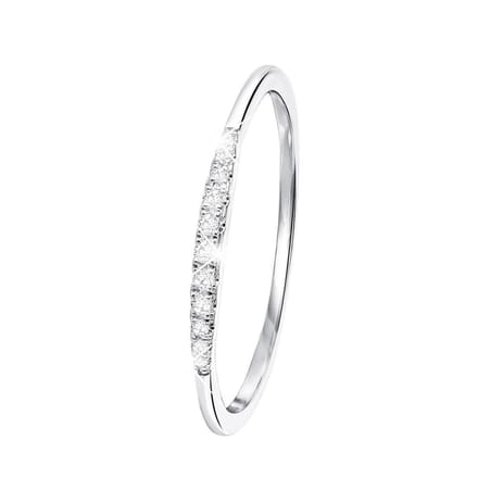 Lucardi Dames Ring met 11 diamanten (0,06ct) - Ring - Cadeau - 14 Karaat Goud - Witgoud