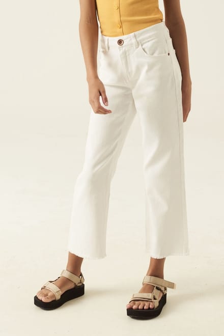 GARCIA O22732 Meisjes Wide Fit Jeans Wit - Maat 134