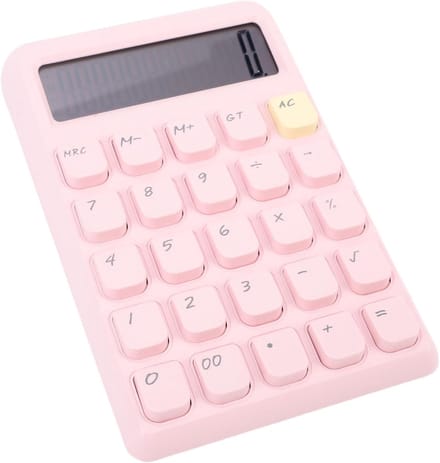 Desktoprekenmachine - Kantoorrekenmachine - Boekhouding en Studie - Dubbele Energiebron - 12 Cijfers Groot LCD - Roze