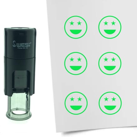 CombiCraft Stempel Smiley Trots 10mm rond - Groene inkt
