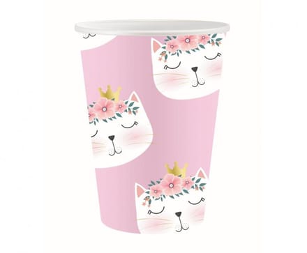 Cat Sleepy paper cup set of 6, 250 ml