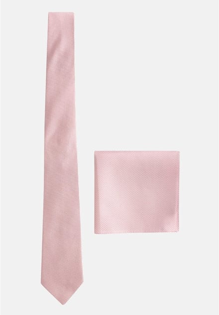 Next - Heren - Set met textuurrijke stropdas en pochet - Roze