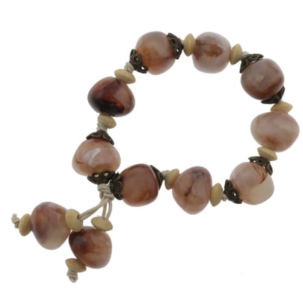 Behave - Kralenarmband bruin naturel look - casual boho accessoire
