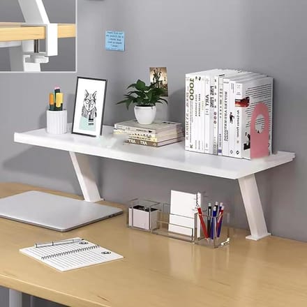 Bureau Organizer Plank - Bureau Uitbreiding Plank - Extra Opslag Creëren - Verstelbare Klem Op - 40cm - Wit