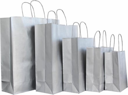 50x papieren tasjes Zilver  - 18x8x24cm