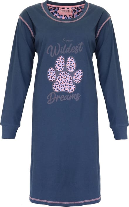 Irresistible Dames Nachthemd - 100% Katoen - Blauw - Maat M