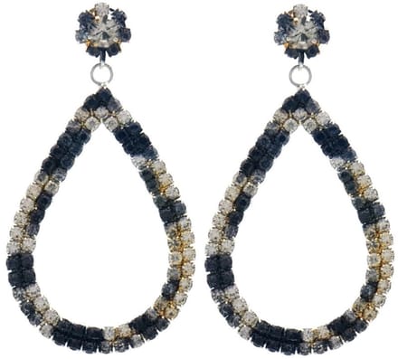 Oorbellen - Oorhangers - Druppel - Steentjes - 6,5cm - Zwart/Wit