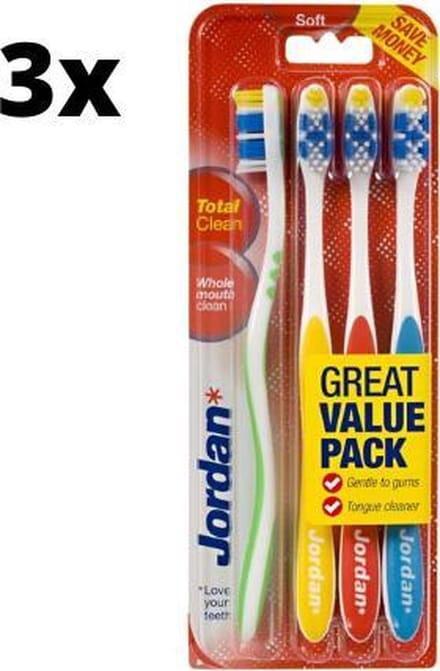 3x Jordan Total Clean Soft Tandenborstel - 4 stuks