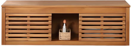 Vente-unique Zwevende wastafelmeubel in acaciahout - 130 cm - PENEBEL