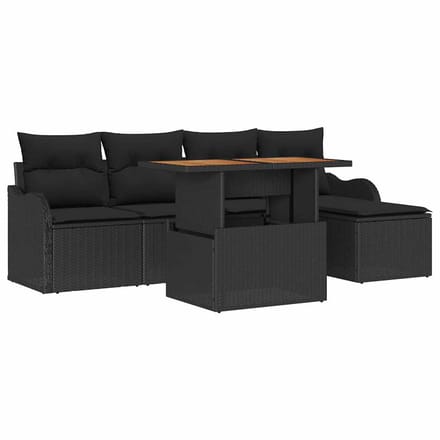 vidaXL - Tuinbank - Set - 6 - st - Zwart - poly - rattan