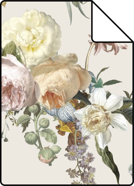 Proefstaal ESTAhome behang vintage bloemen beige - 26.5 x 21 cm - 139544-S