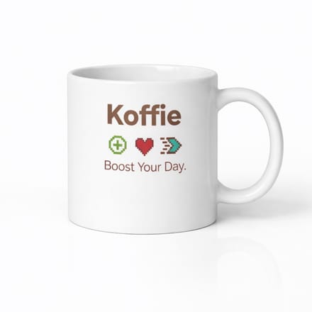 Koffie Boost Your Day Mok - Pixel Art Design