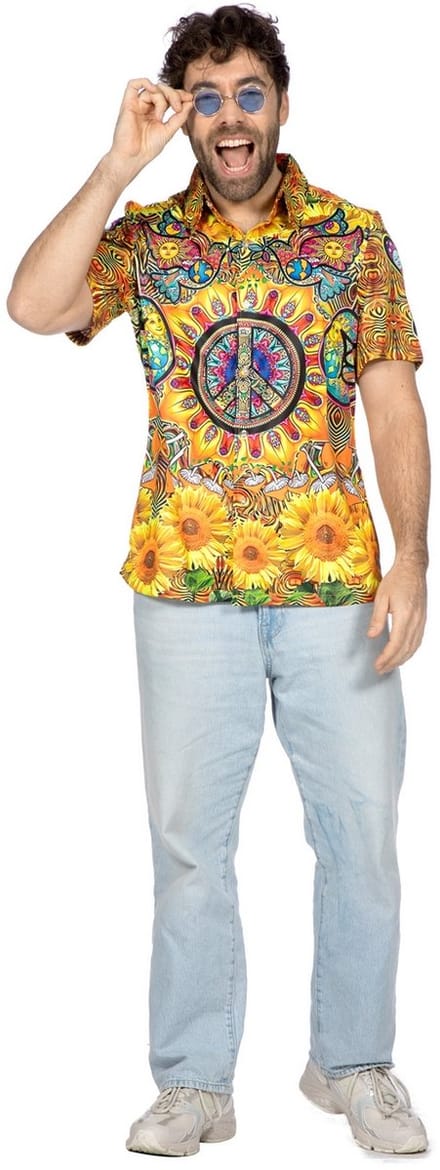 Party Hippie Shirt Zonnebloem Heren - Maat S-48