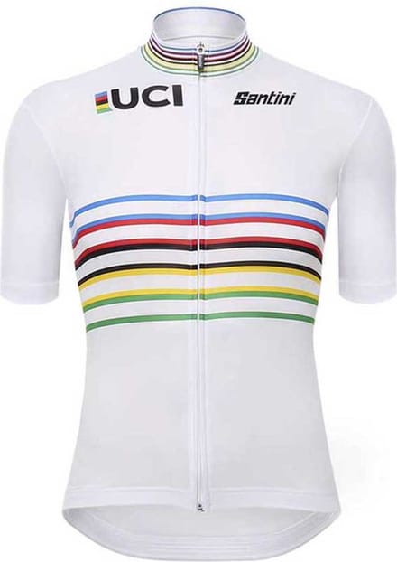 Santini Uci Official World Champion Master Korte Mouw Wielertrui Wit S Vrouw