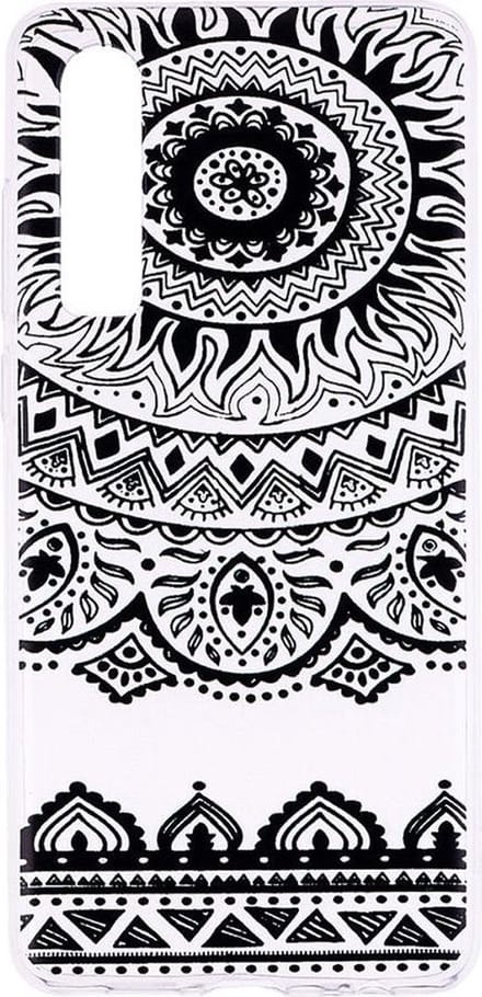 Shop4 - Huawei P30 Hoesje - Zachte Back Case Mandala Zwart