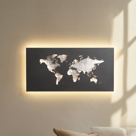 Lucande LED wandlamp World, antraciet/zilver, 60 cm x 30 cm