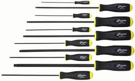 Set van 11 Lange Kogelkop Inbussleutels (5/64-3/8 inch) met Ergonomische Antislip Handgreep