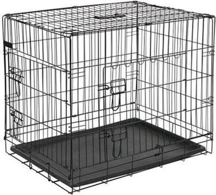 Draadkooi zwart plastic basis 122x74,5x80,5 cm met bijpassend vetbed