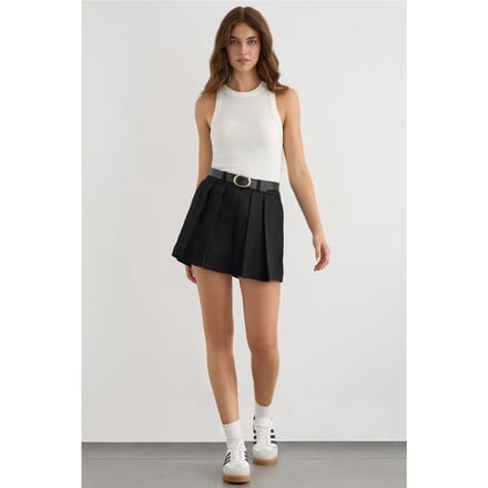 Plisseeroog Midi Hoge Taille Katoenen Skort