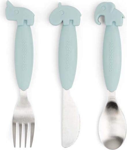 Done by Deer Easy-Grip Bestekset Deer Friends - Blue