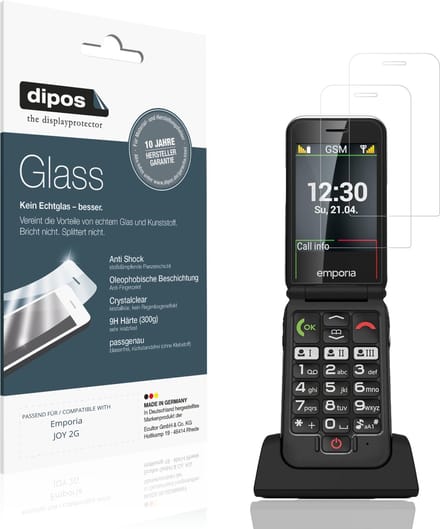 dipos – 2x Pantserfolie geschikt voor Emporia JOY 2G | 9H Screenprotector