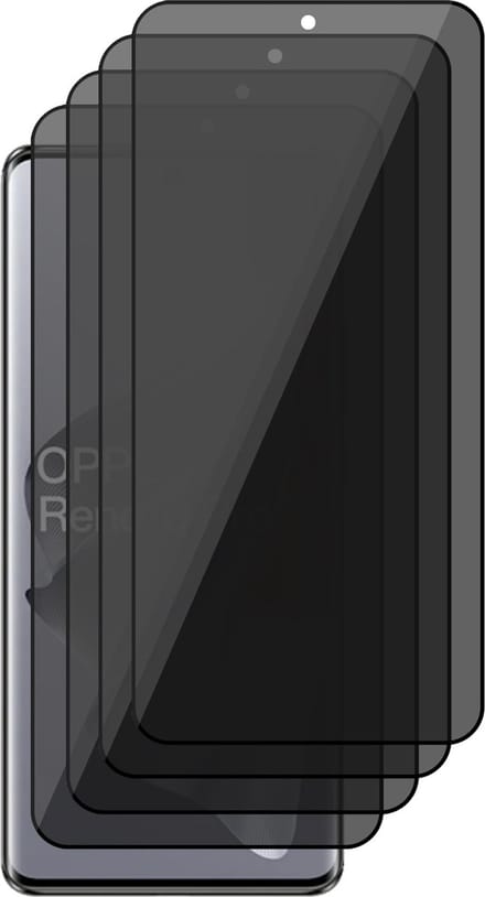 Privacy Screenprotector geschikt voor Oppo Reno 10 / 10 Pro - 4x Volledig Dekkend Glas Screen Protector