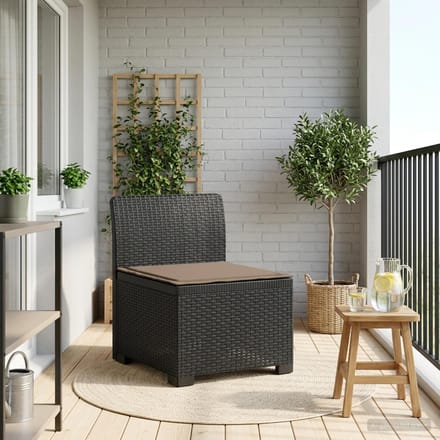 vidaXL - Eén-zits - Tuin - Sofa - met - Kussen - Rieten - Look - PP - Antraciet