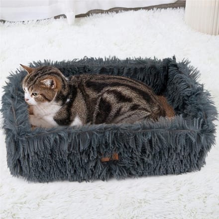 Famanu – Krabplank van karton -robuust groot kattenbed -pluizige krabplank met golfkarton -afneembaar -dubbelzijdig bruikbaar