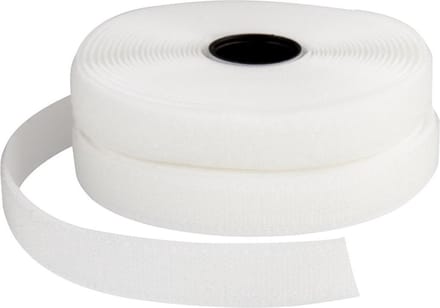 Klitteband haak en lussluiting, B: 20 mm, wit, 5 m/ 1 rol